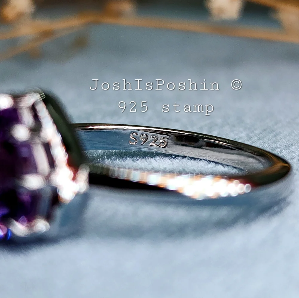 2CTW Personalized purple amethyst heart cut ring in sterling silver - Picture 6 of 7
